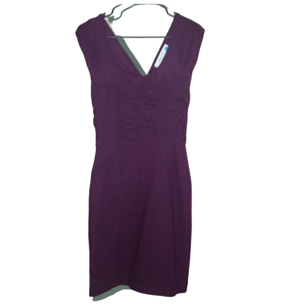 Anthropologie Sparrow Plum Merino Wool Ruched Fitted Dress